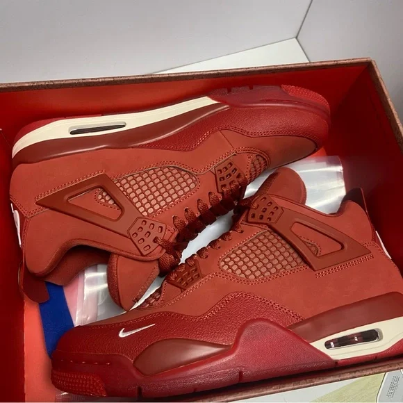 Nike Red Air Jordan 4 Sneakers - Picture 5 of 5
